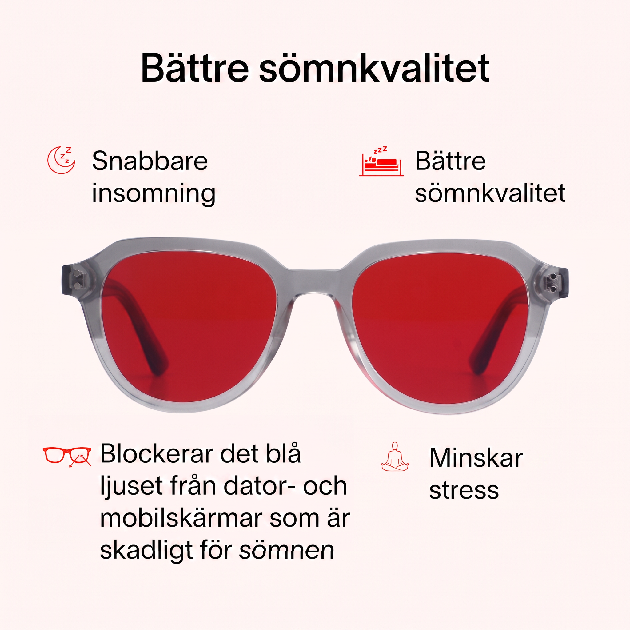 Ljusro™ Blåljusglasögon för bättre sömn – röd – bild 2
