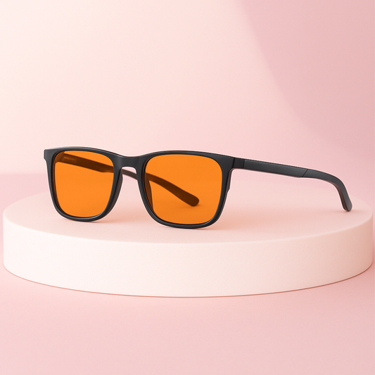 Vesper blue light blocking glasses with orange lenses